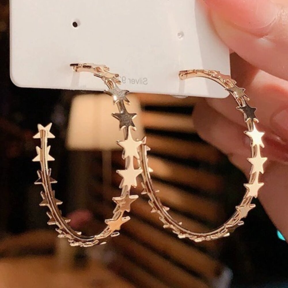 🌷New🌷Fashionable Multistar Hoop Earrings